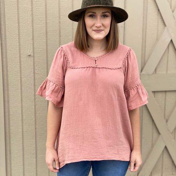 ❤️HP❤️Oversized Ruffle Top - Picture 3 of 8